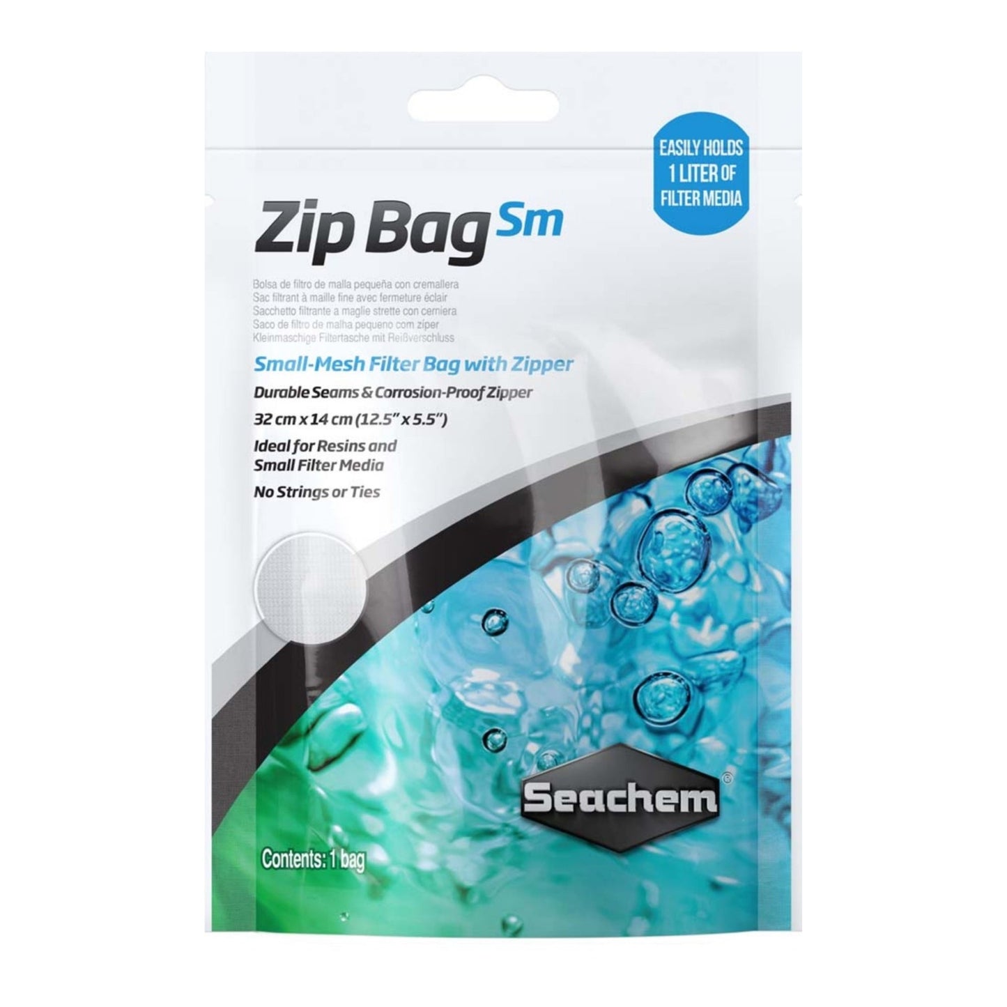 Seachem Laboratories Mesh Filter Bag with Zipper SM mesh, White, 1ea/12.5In X 5.5 in