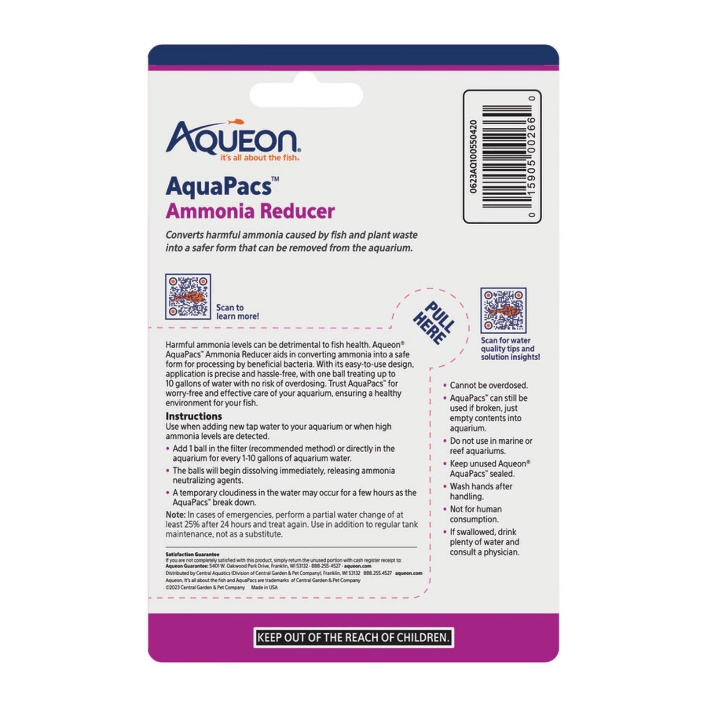 Aqueon AquaPacs Ammonia Reducer 6ea/4 pk, 10 gal