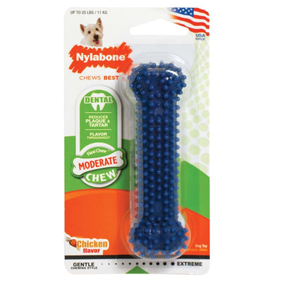 Nylabone Moderate Chew Textured Dog Dental Chew Toy Chicken 1ea/SMall/Regular - Up To 25 Ibs.