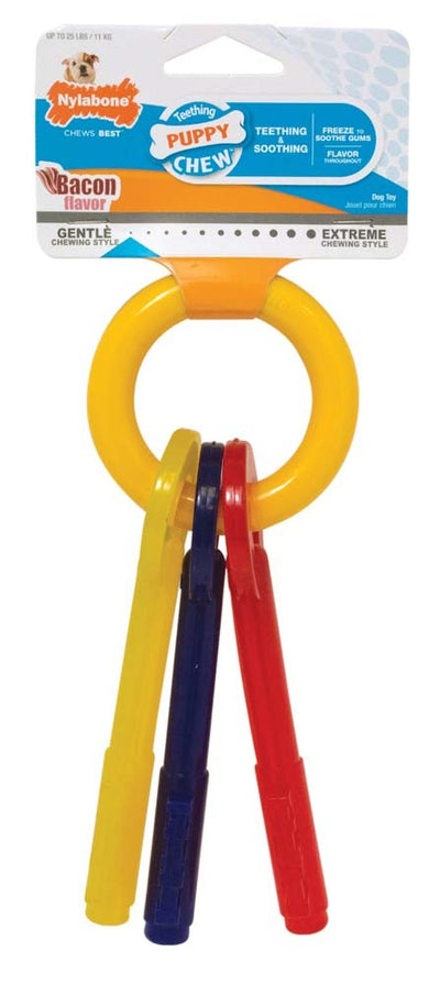 Nylabone Just for Puppies Teething Chew Toy Keys Chew Toy Keys Bacon 1ea/SMall/Regular - Up To 25 Ibs.