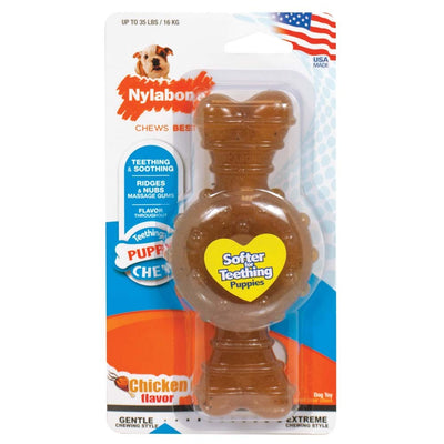 Nylabone Puppy Ring Bone Teething Toy for Puppies Ring Bone Chicken 1ea/Medium/Wolf - Up To 35 lb