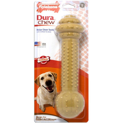 Nylabone Barbell Power Chew Durable Dog Toy Peanut Butter 1ea/XXL/Monster - 50++ lb