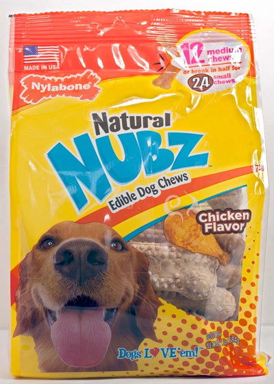 Nylabone Natural Nubz Chicken Dog Treats Chicken, Large  30 Lbs. 12 ct