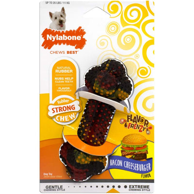 Nylabone Flavor Frenzy Strong Chew Dog Toy Bacon & Cheeseburger 1ea/SMall/Regular - Up To 25 Ibs.