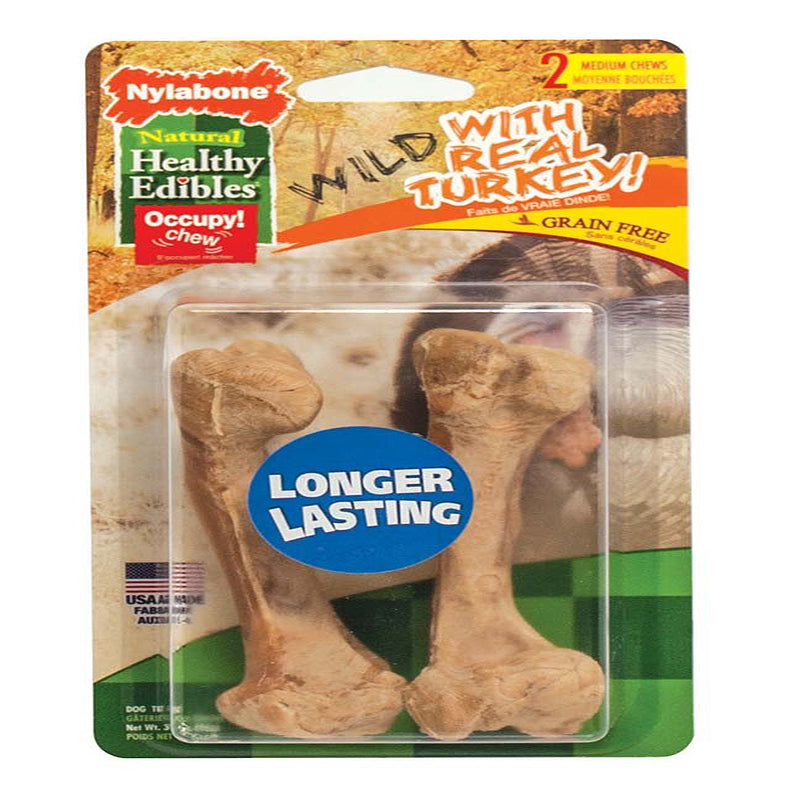 Nylabone Healthy Edibles Wild Turkey Medium 2pk