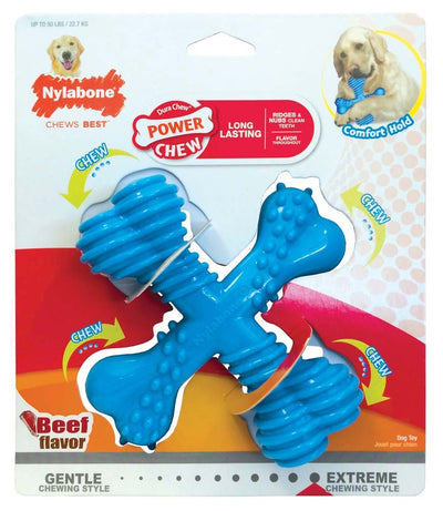 Nylabone Comfort Hold X Bone Power Chew Durable Dog Toy Beef 1ea/Large/Giant - Up To 50 lb