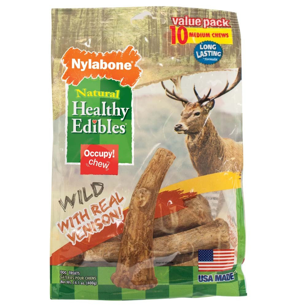 Nylabone Healthy Edibles WILD Antler Natural Long Lasting Dog Chew Treats Venison 1ea/Large/Giant - Up To 50 lb