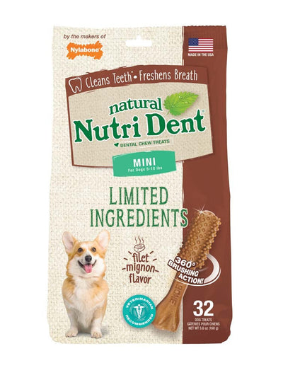 Nylabone Nutri Dent Filet Mignon Dog Dental Chews Filet Mignon 1ea/Mini - 5 Lbs. To 10 lb