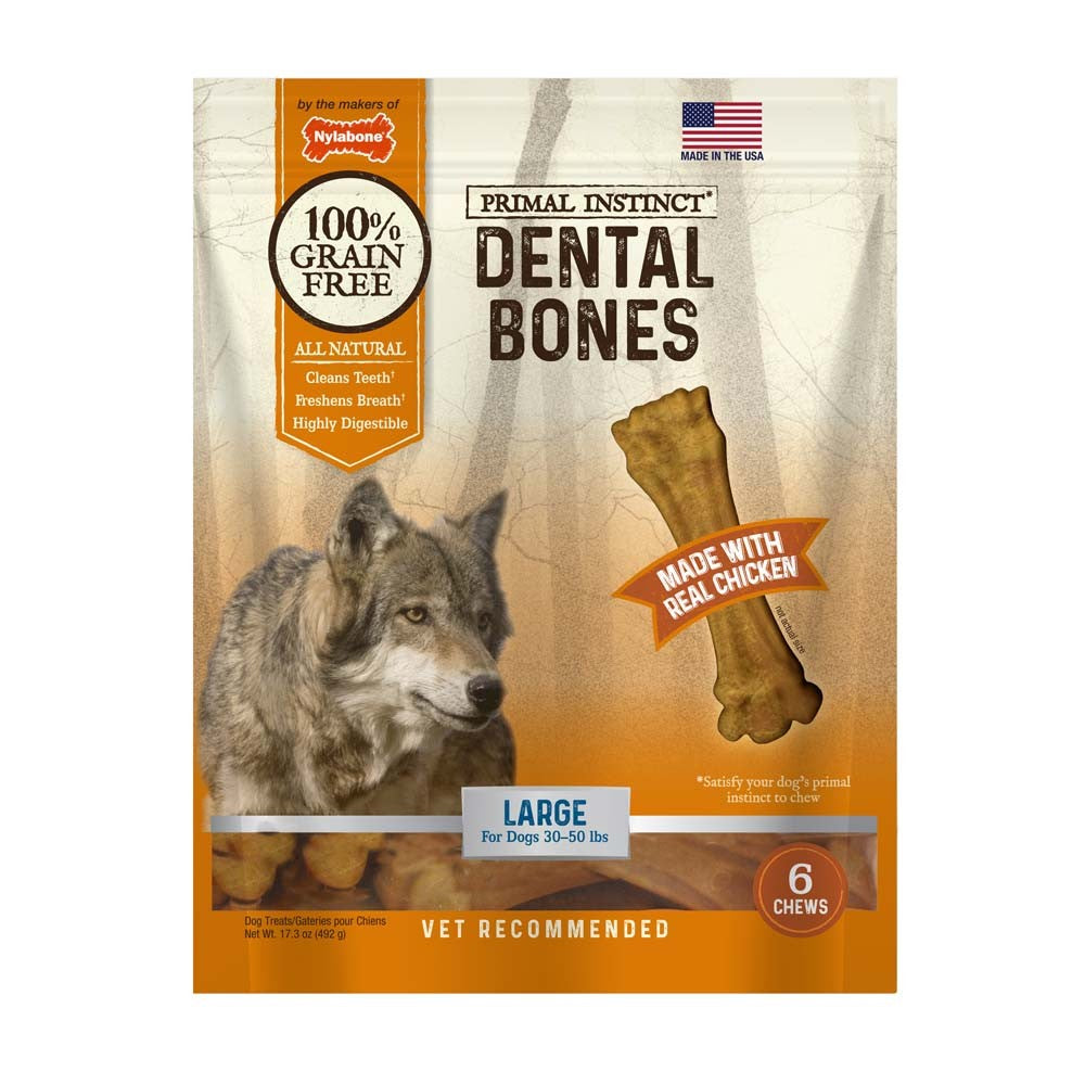 Nylabone Primal Instinct Dental Chicken Large 6ct