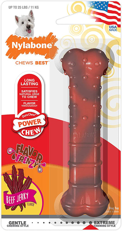 Nylabone Flavor Frenzy Power Chew Durable Dog Chew Toy Beef Jerky 1ea/SMall/Regular - Up To 25 Ibs.