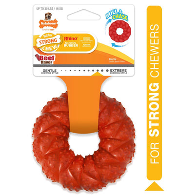 Nylabone Strong Chew Braided Dog Ring Chew Toy Beef 1ea/Medium/Wolf - Up To 35 lb