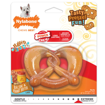 Nylabone Power Chew Pretzel Dog Toy Bacon & Peanut Butter 1ea/SMall/Regular - Up To 25 Ibs.