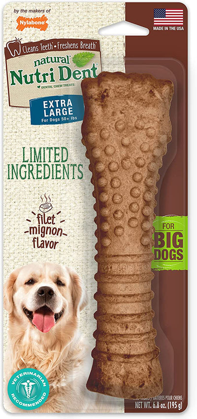 Nylabone Nutri Dent Filet Mignon Dog Dental Chews Filet Mignon 1ea/XL/Souper - 50+ lb