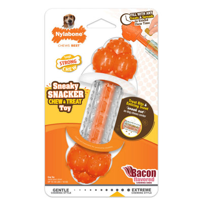 Nylabone Sneaky Snacker Dog Treat Toy Bacon Sneaky Snacker 1ea/Medium/Wolf - Up To 35 lb