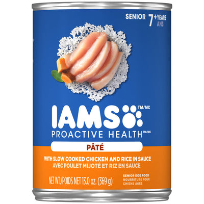 IAMS Proactive Health Paté Senior Wet Dog Food Chicken & Rice 12.3oz. (Case of 12)