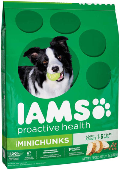 IAMS Minichunks Small Kibble High Protein Adult Dry Dog Food Real Chicken 1ea/15 lb
