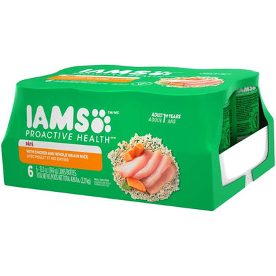 IAMS Proactive Health Paté Adult Wet Dog Food Pate w/Chicken & Rice 13 oz, 6 pk  2 case minimum