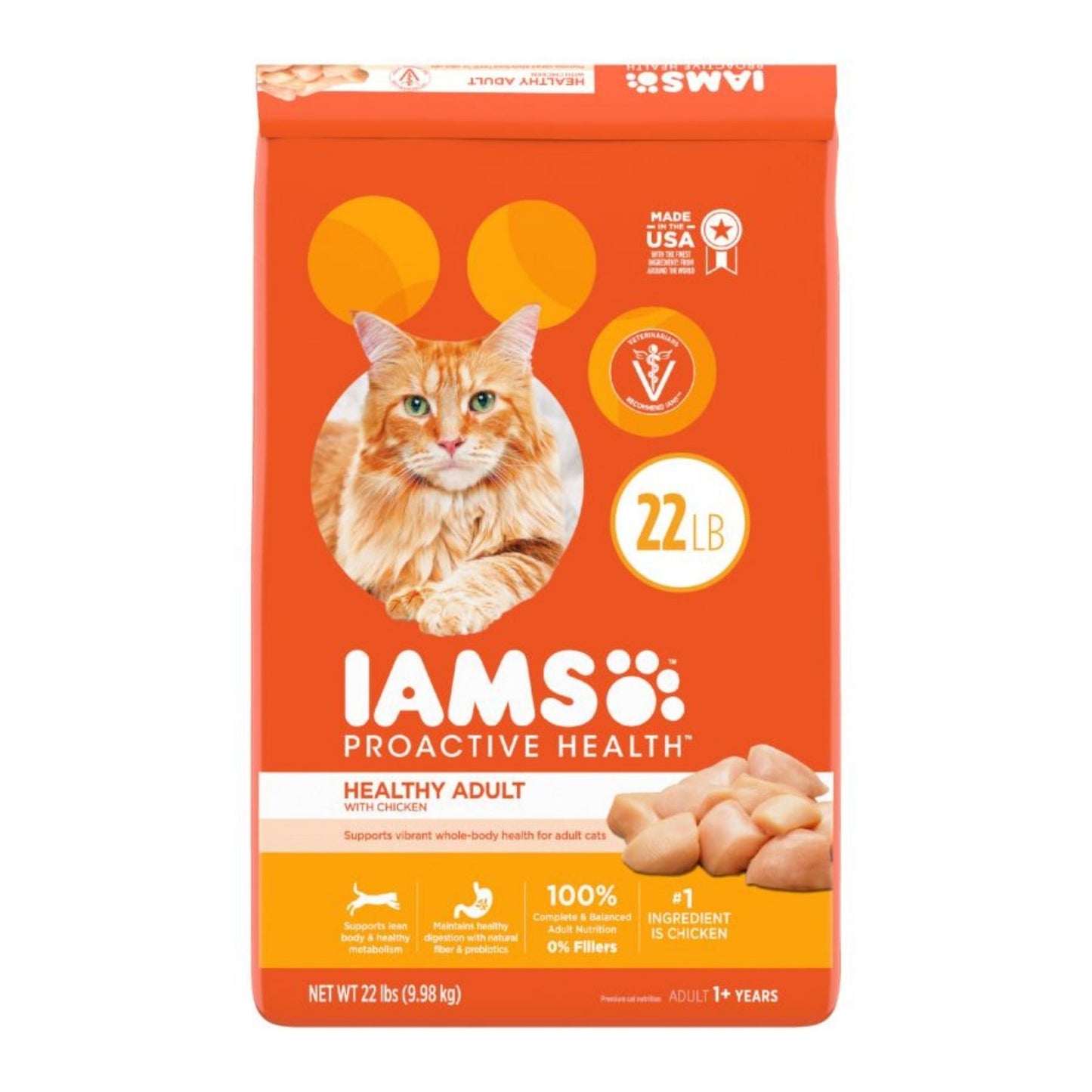 IAMS Proactive Health Adult Dry Cat Food Chicken, 1ea/22 lb