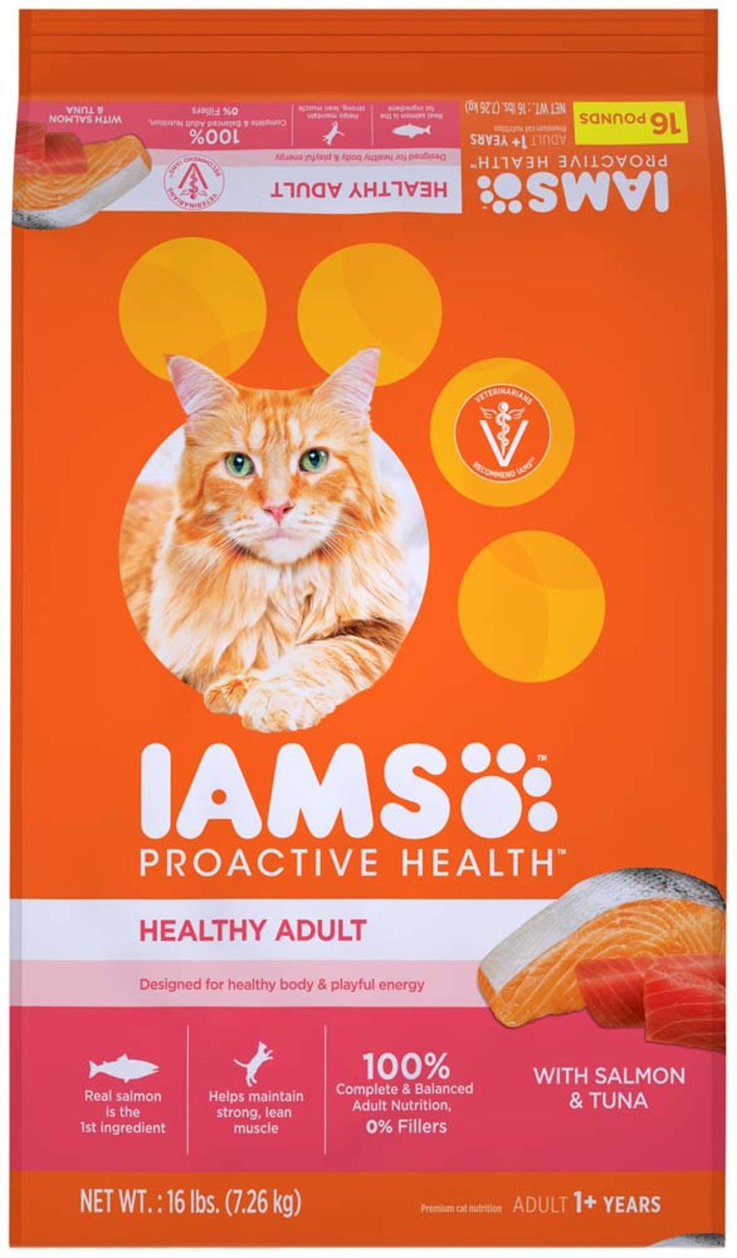 IAMS Proactive Health Adult Dry Cat Food Salmon 1ea/16 lb