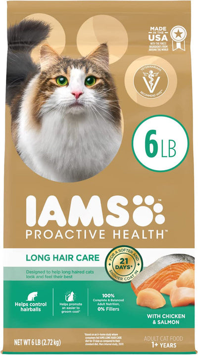 IAMS ProActive Health Adult Long Hair Dry Cat Food Chicken & Salmon 1ea/6 lb