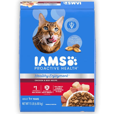 IAMS ProActive Health Healthy Enjoyment Dry Cat Food Chicken & Beef 1ea/15 lb