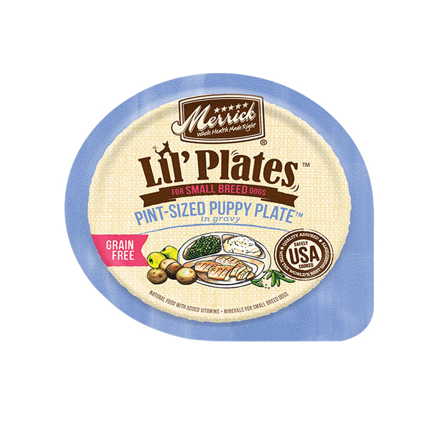 Merrick Lil Plates Grain Free Pint-Sized Puppy Plate In Gravy Dog Food 3.5oz. (Case of 12)
