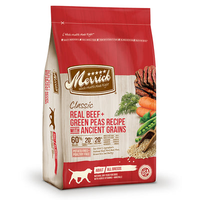 Merrick Classic Real Beef And Green Peas Recipe With Ancient Grains 12 Lbs