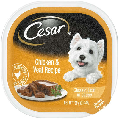 Cesar Classic Loaf in Sauce Adult Wet Dog Food Chicken & Veal 3.5oz. (Case of 24)