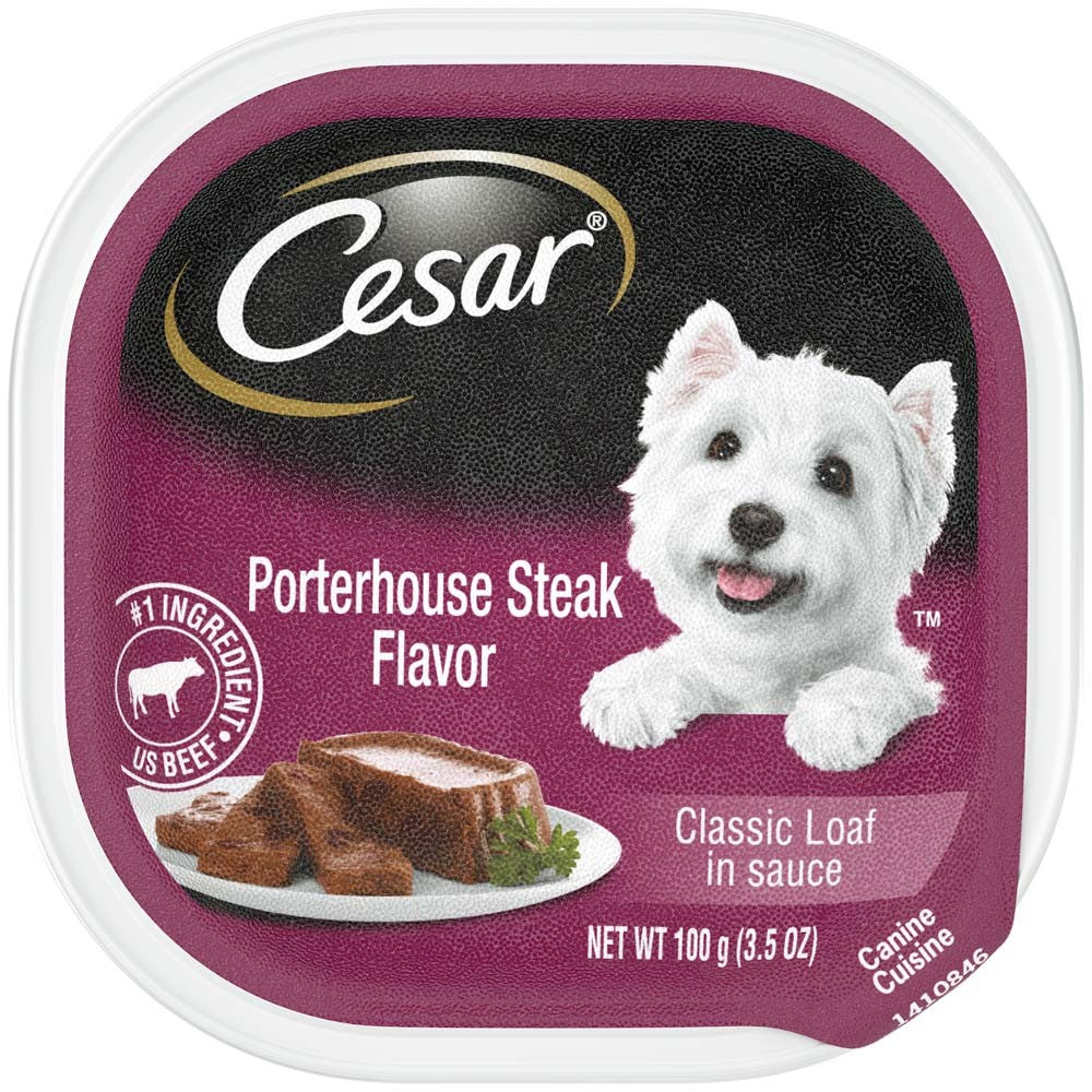 Cesar Classic Loaf in Sauce Adult Wet Dog Food Porterhouse Steak 3.5oz. (Case of 24)