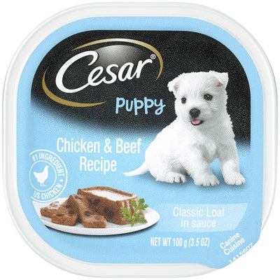 Cesar Classic Loaf in Sauce Puppy Wet Dog Food Chicken & Beef 3.5oz. (Case of 24)