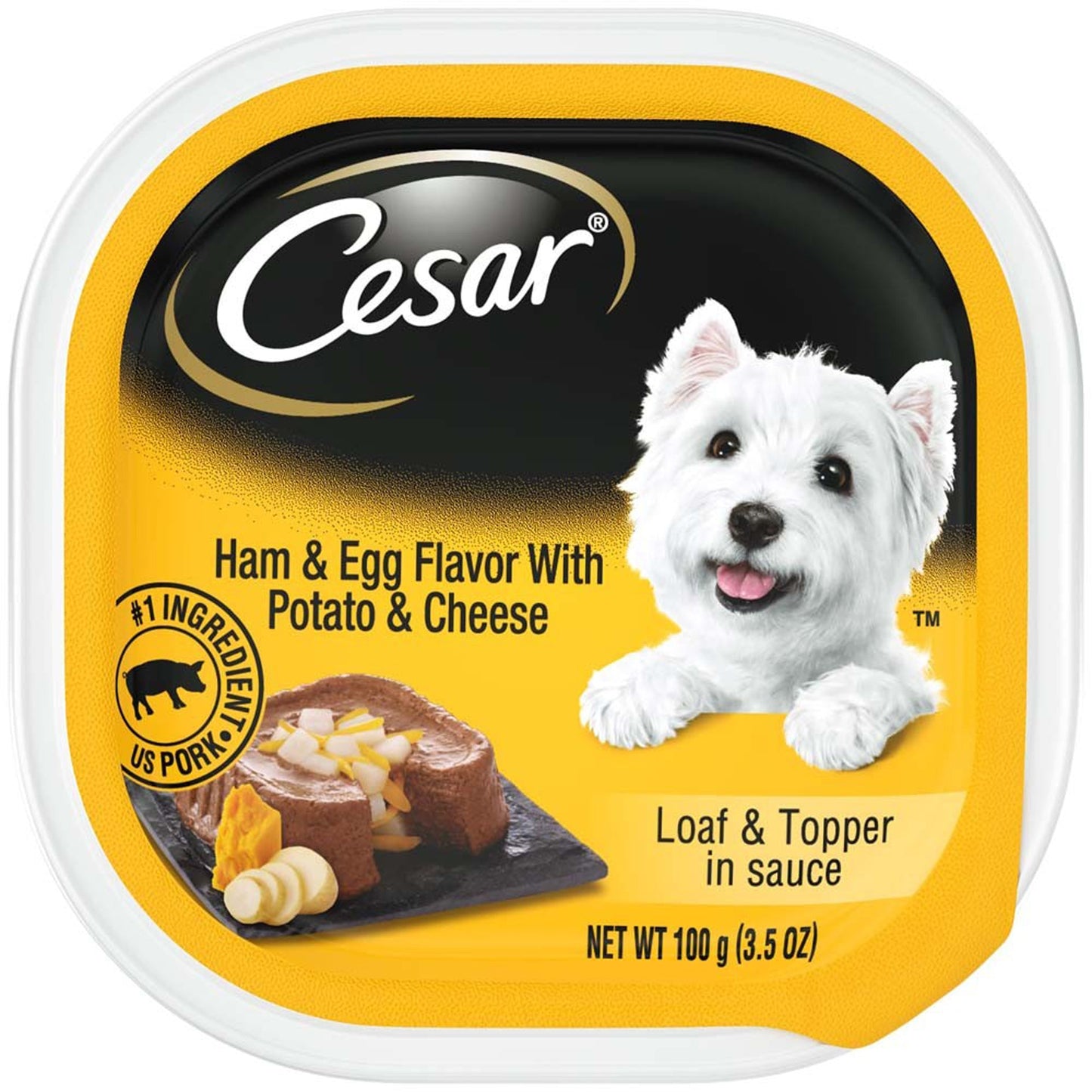 Cesar Loaf & Topper in Sauce Adult Wet Dog Food Ham & Egg w/Potato & Cheese 3.5oz. (Case of 24)