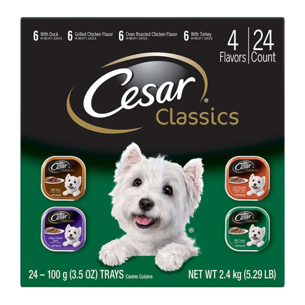Cesar Classic Loaf in Sauce Adult Wet Dog Food Variety Pack (Duck, Chicken, Turkey) 84.66oz. (Case of 24)