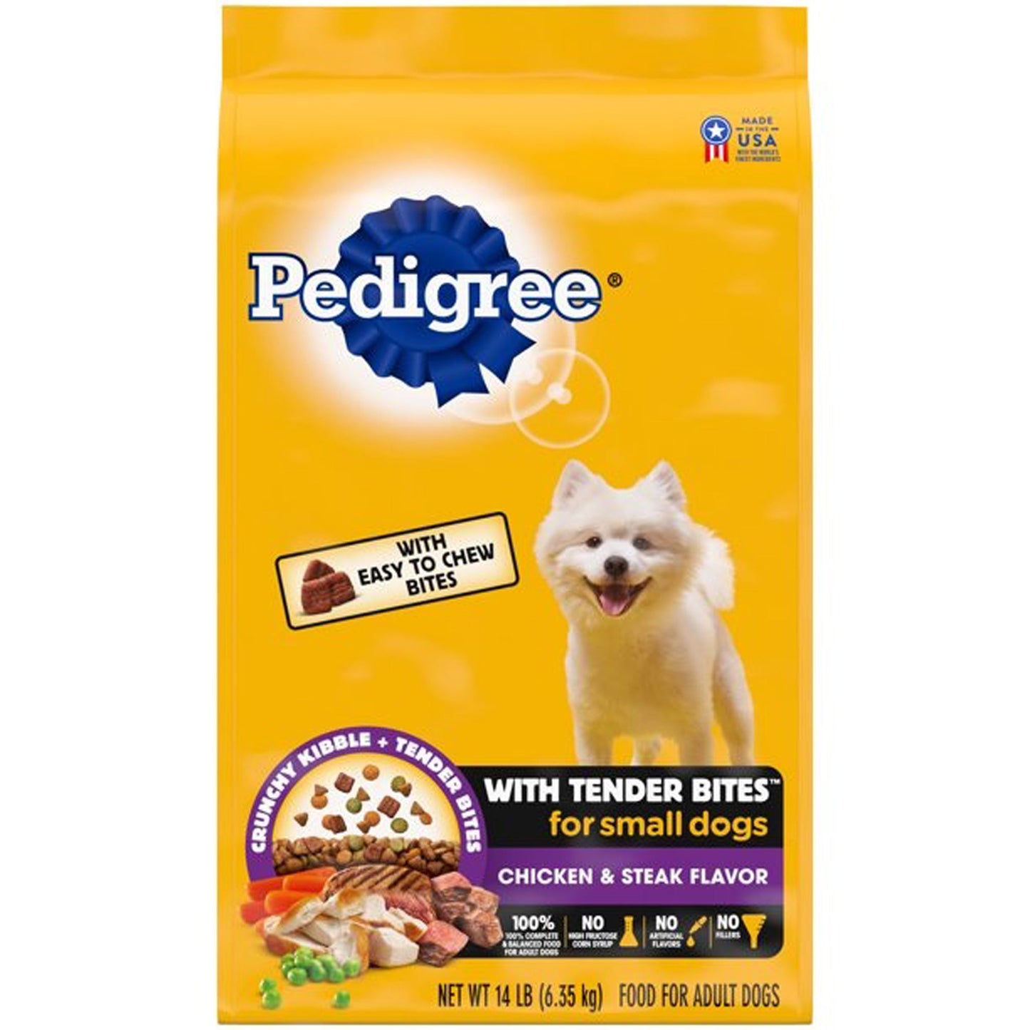 Pedigree Complete Nutrition Tender Bites Small Breed Adult Dry Dog Food Chicken & Steak 1ea/14 lb