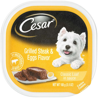 Cesar Sunrise Classic Loaf in Sauce Adult Wet Dog Food Grilled Steak & Eggs 3.5oz. (Case of 24)