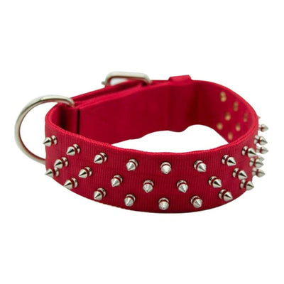 Omni Pet Bravo Nylon Spiked Dog Collar Red 21in.