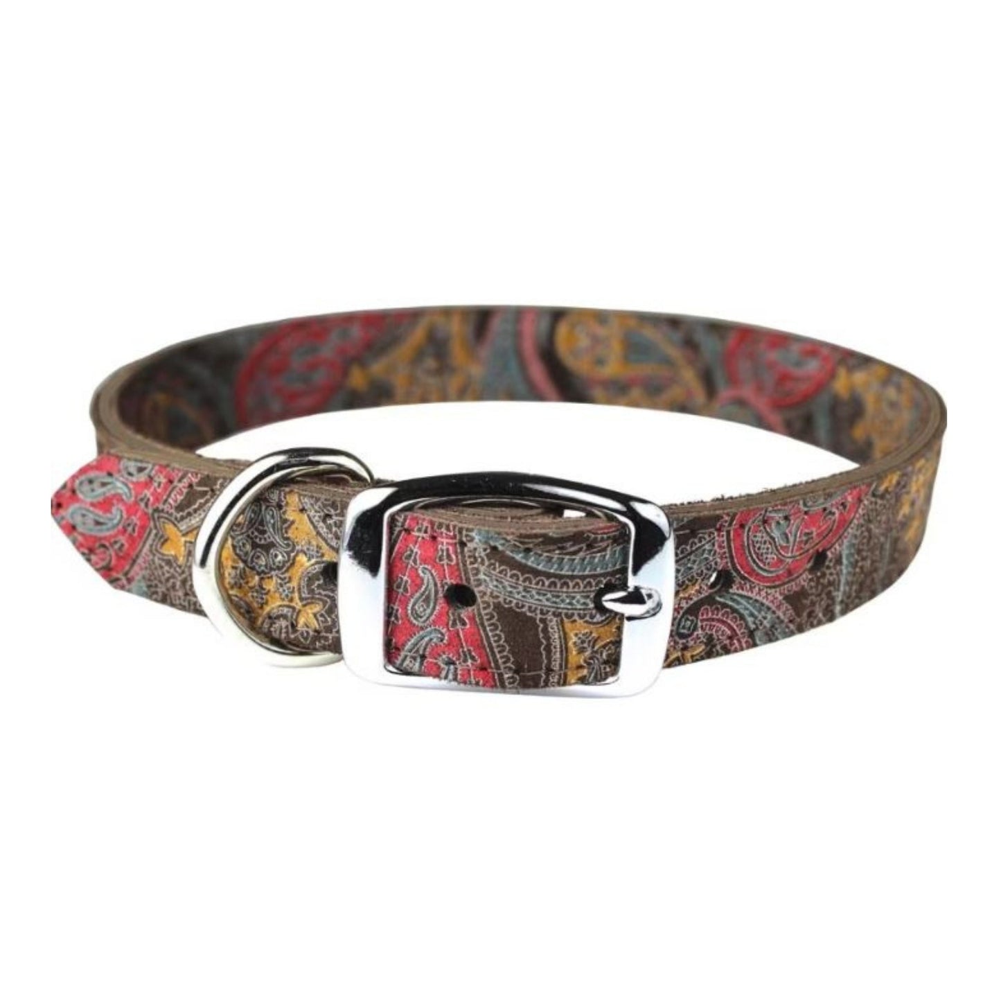 Omni Pet Leather Paisley Dog Collar Chocolate 3/4 x 16in.