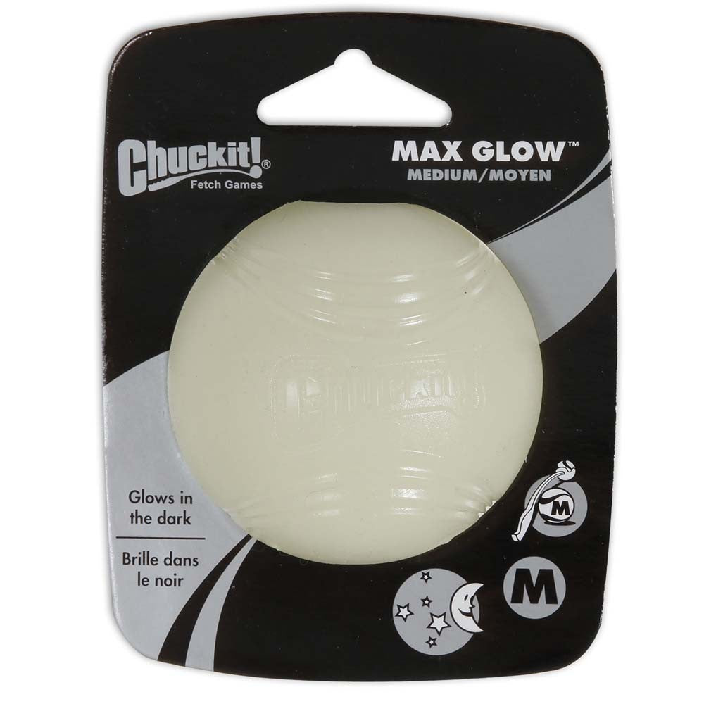 Chuckit! Max Glow Ball Dog Toy White 1ea/MD