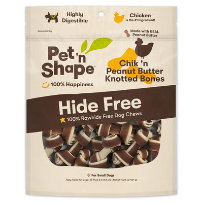 Pet 'N Shape Chik'n Peanut Butter Knotted Bones Hide-Free Dog Treat 1ea/30 ct