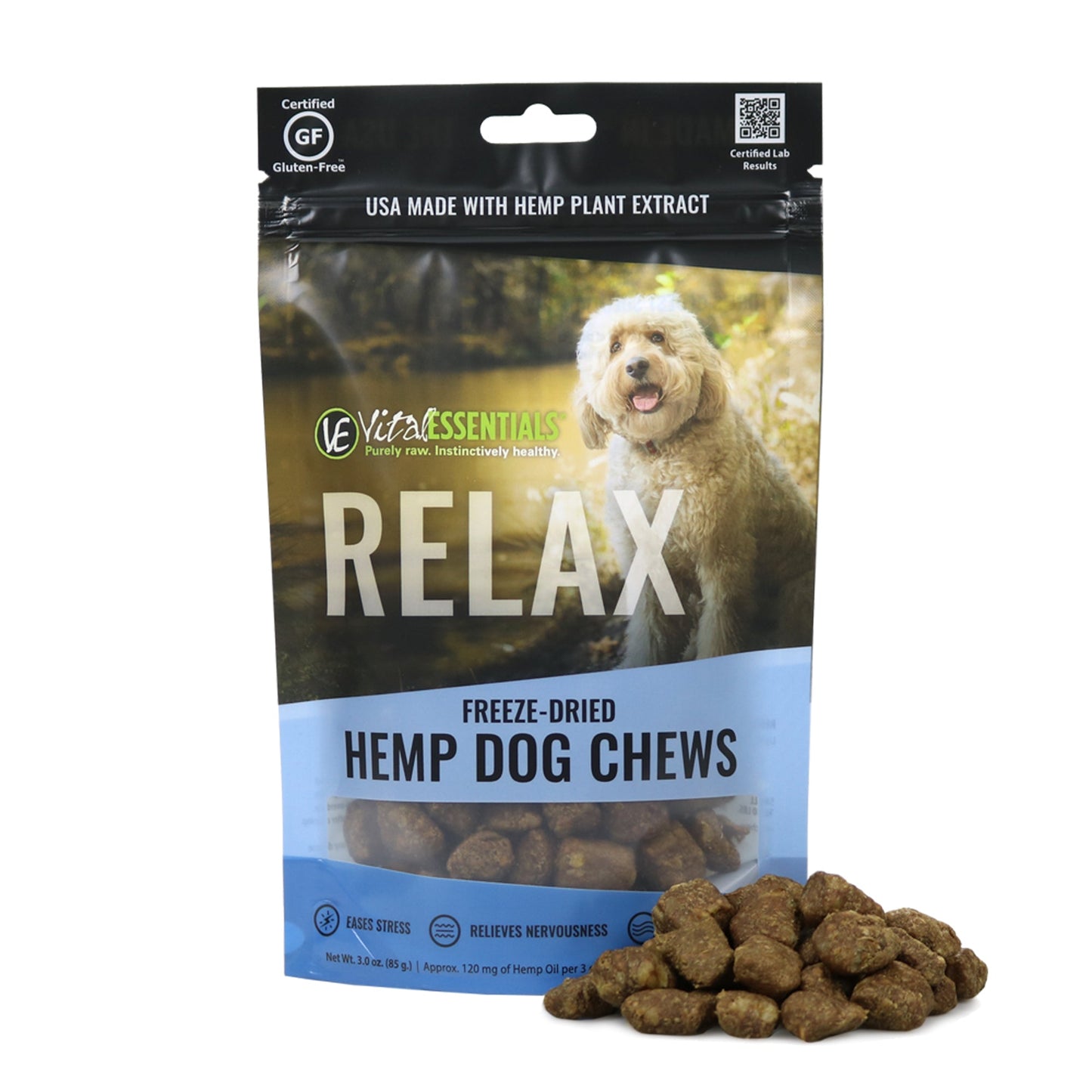 Vital Essentials Relax Freeze-Dried Hemp Chews For Dogs, 3oz.