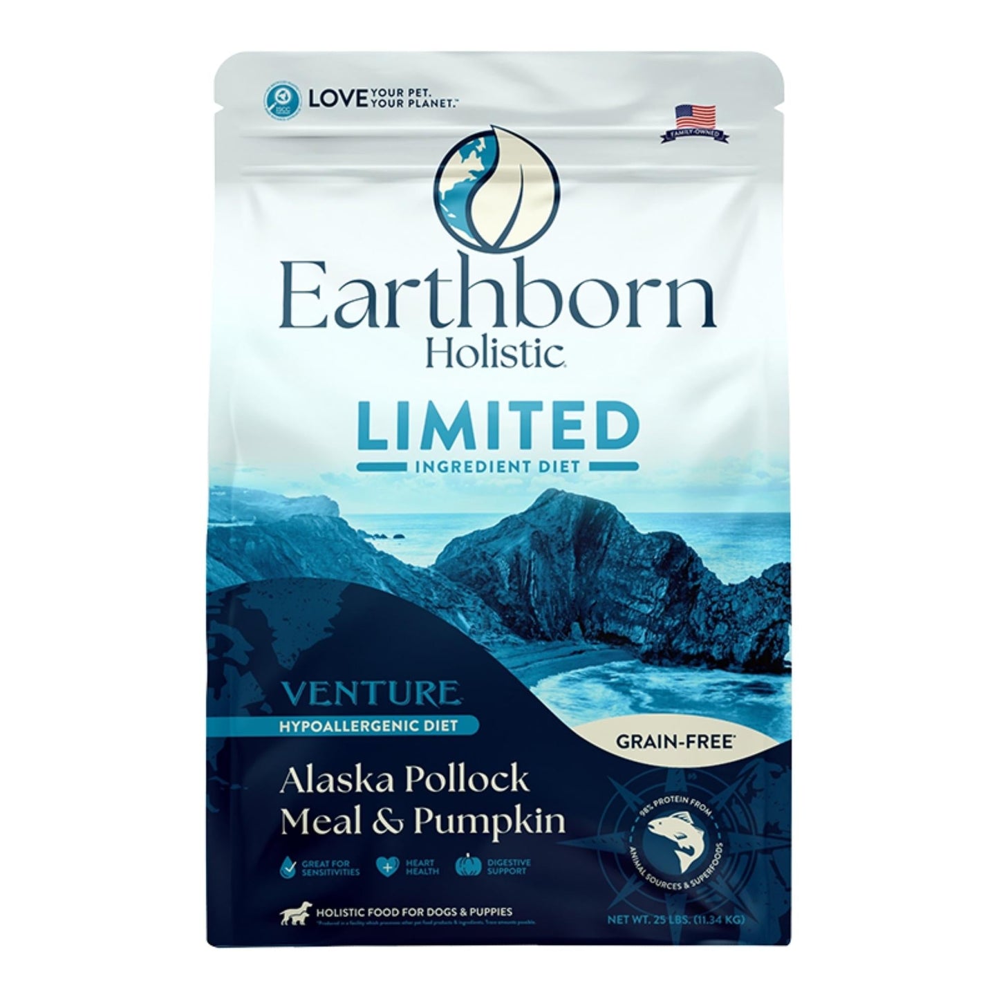 Earthborn Dog Venture Grain Free Pollock Pumpkin 25Lb