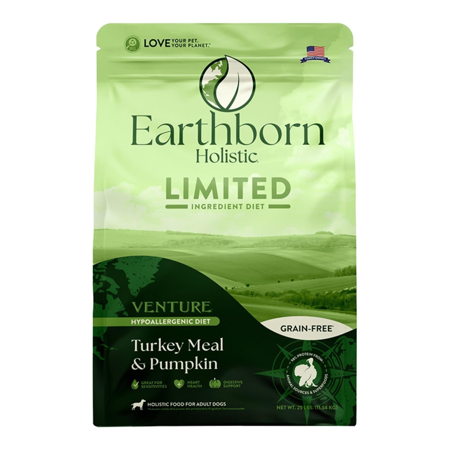 Earthborn Dog Venture Grain Free Turkey Butternut Squash 25Lb
