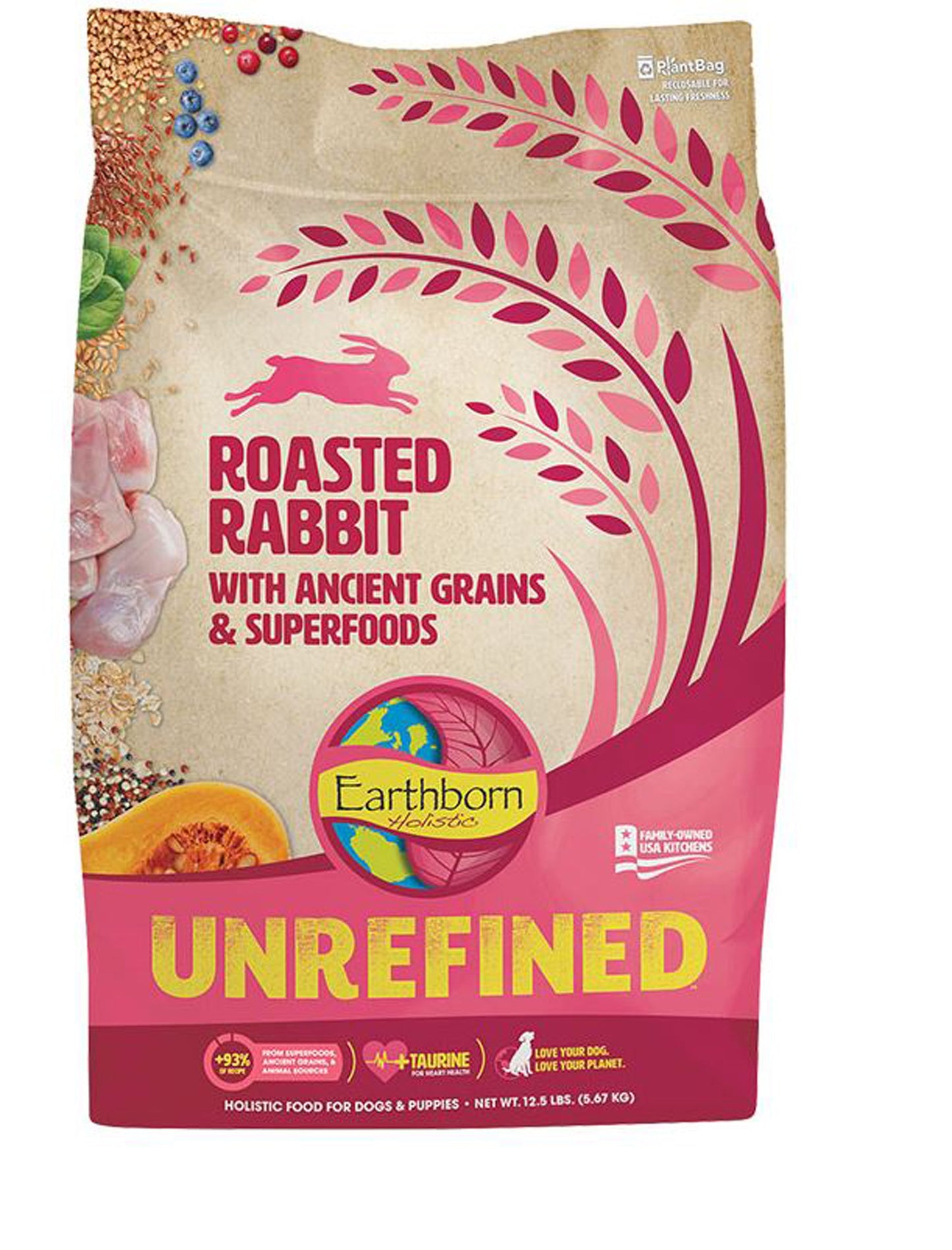 Earthborn Holistic Unrefined Dry Dog Food Roasted Rabbit 1ea/12.5 lb
