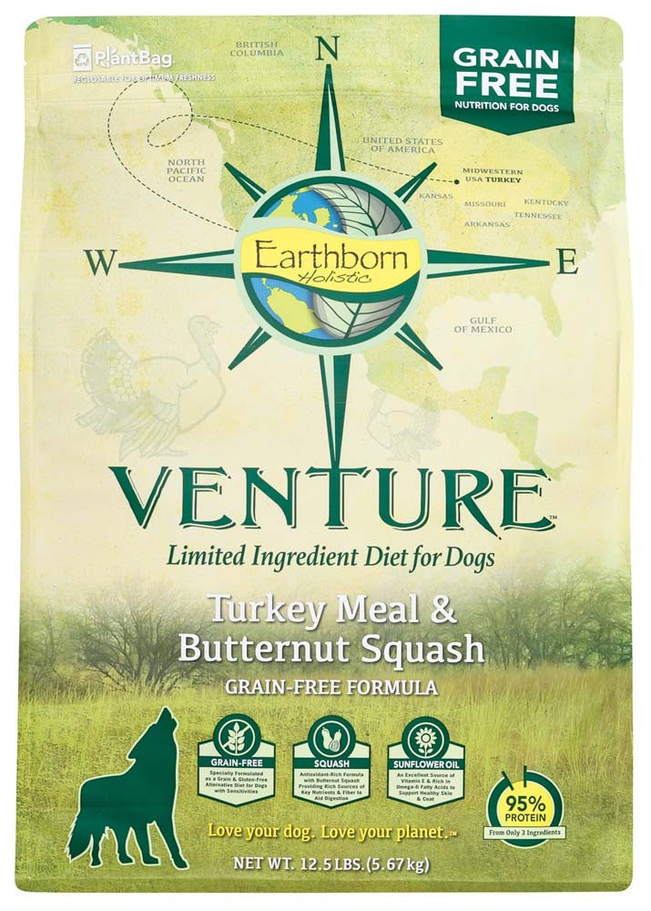 Earthborn Holistic Venture L.I.D. Grain Free Dry Dog Food Turkey & Butternut Squash 1ea/12.5 lb