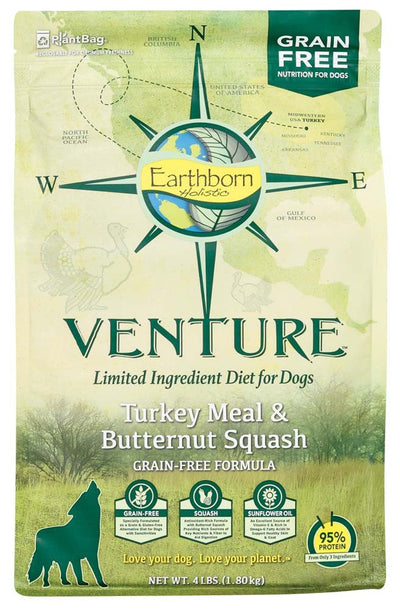 Earthborn Holistic Venture L.I.D. Grain Free Dry Dog Food Turkey & Butternut Squash 1ea/4 lb