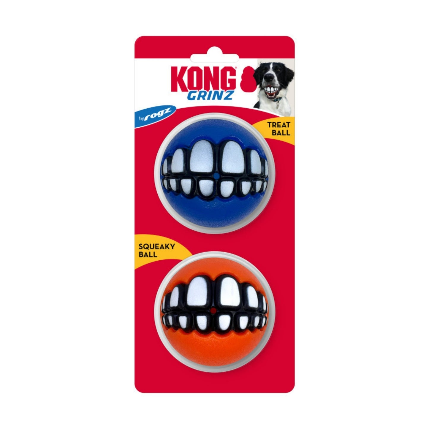 KONG Grinz by Rogz Variety Ball Dog Toys 1ea/LG, 2 pk