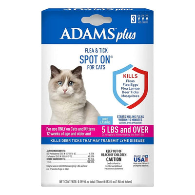 Adams Plus Flea & Tick Spot On for Cats & Kittens 1ea/Over 5 lb