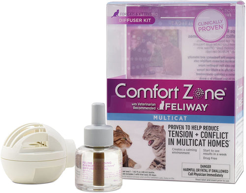 Comfort Zone Diffuser Kit for Cat Calming | MultiCat Calming Formula Single Diffuser Kit, 1 Diffuser, 1 Refill 1ea/1-Diffuser And 1-1.62 Fl Oz (48Ml)