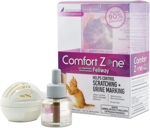 Comfort Zone Diffuser Kit for Cat Calming | Cat Calming Formula 1ea/2-Diffusers And 2-1.62 Fl Oz (48Ml) Refills