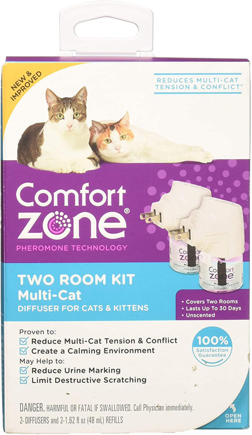 Comfort Zone Diffuser Kit for Cat Calming | MultiCat Calming Formula 1ea/Two pk Diffuser Kit