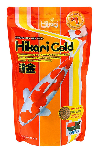 Hikari USA Gold Color Enhancing Pellet Fish Food for Koi and Pond Fishes 1ea/17.6 oz, Mini